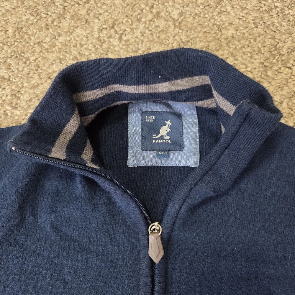 Kangol 1/4 Zip Sweater Men's Premium‎ Super Soft Viscose Poly Nylon XL NAVY